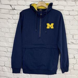 Michigan Wolverines Colosseum Navy Half-Zip Hoodie Size‎ L Embroidered Logo